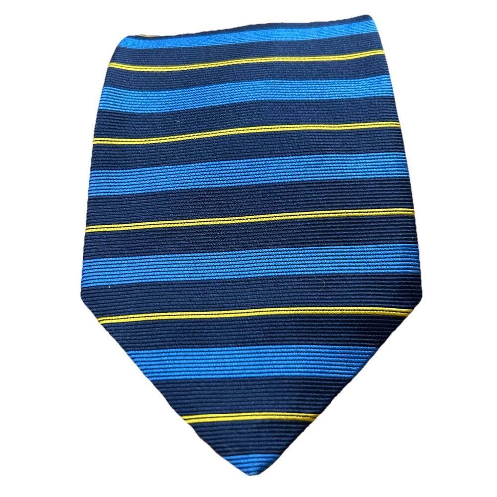 Brooks Brothers Makers Men’s Tie Blue Striped 4” Thick Silk Necktie made in USA